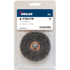 3″ Stem-Mounted Crimped Wire Wheel, .014″ Steel Fill, 1/4″ Stem, Retail Pack - Benchmark Tooling