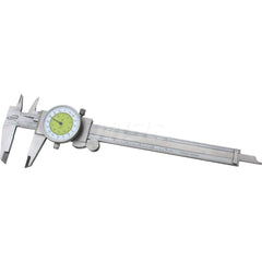 Dial Caliper: 6'' Range, 0.001'' Graduation, 0.1'' per Revolution 1.5855'' Jaw Length, White Face, 0.005'' Accuracy