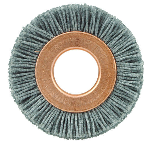 1-1/2″ Small Diameter Nylox Wheel Brush, .022/180, 1/2″ Arbor Hole - Benchmark Tooling