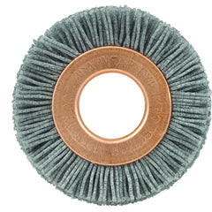 1-1/2″ Small Diameter Nylox Wheel Brush, .022/180, 1/2″ Arbor Hole - Benchmark Tooling