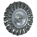 4" - Diameter Stem-Mounted Knot Wire Wheel; .020" - Diameter Steel Fill; 1/4" Stem - Benchmark Tooling