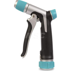 Garden Hose Spray Nozzles; Nozzle Type: Cleaning Nozzle; Adjustable Nozzle; Activation Method: Front Trigger; Material: Plastic; Metal; Thread Type: GHT; Features: Swivel Connect; Concentrated stream to gentls mist; Slip-resistant; Heavy Duty; Color: Aqua