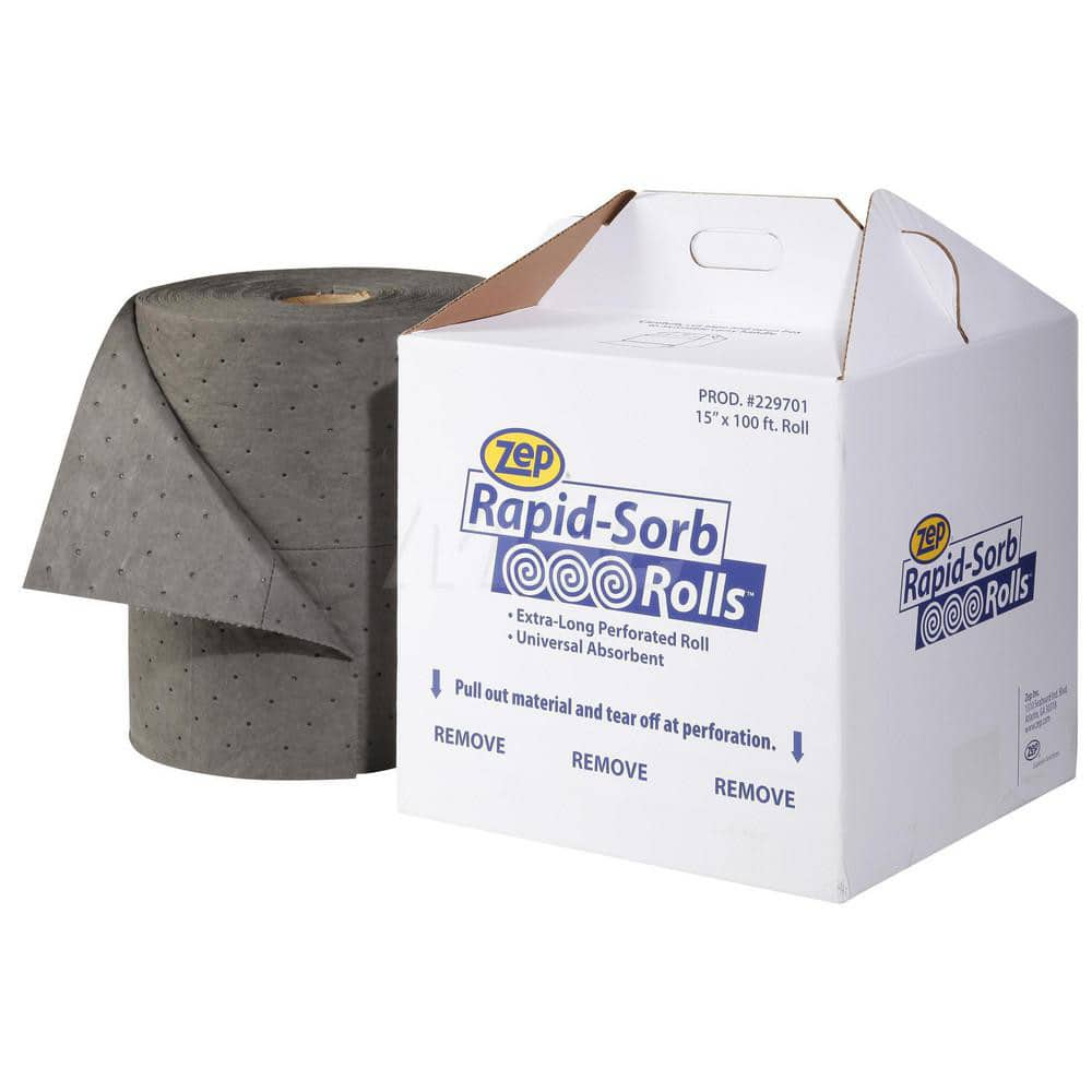 Sorbent Pad: Universal Absorbent Use, 16″ Wide, 80' Long, Gray Polypropylene, 1/2″ Thick