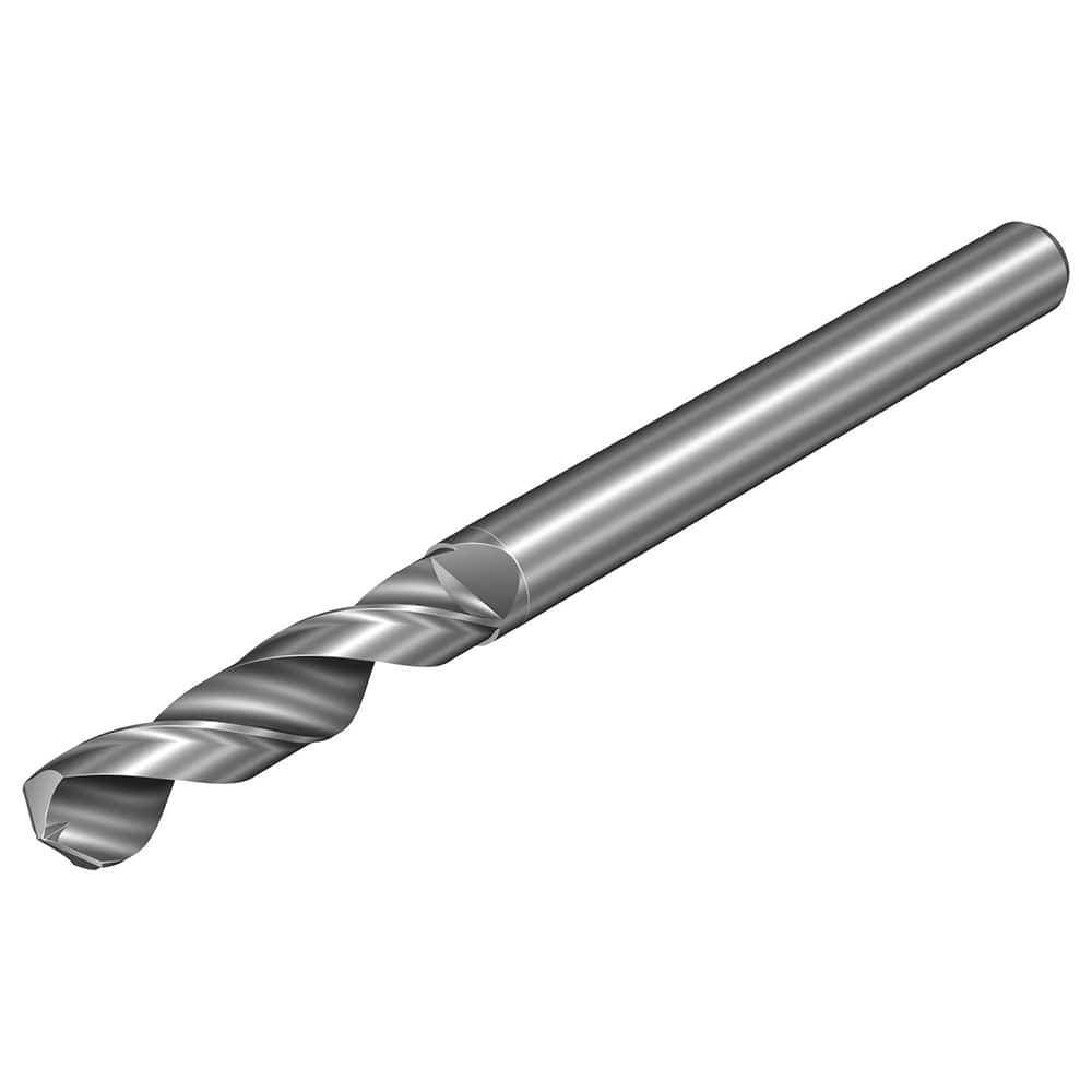 Micro Drill Bit: 0.1181″ Dia, 130 °, Solid Carbide Bright/Uncoated, 1.4961″ OAL, RH Cut, Spiral Flute, Straight-Cylindrical Shank, Series CoroDrill 462