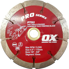 Wet & Dry Cut Saw Blade: 4-1/2″ Dia, 5/8 & 7/8″ Arbor Hole Use on Tuck Pointing, Standard Arbor