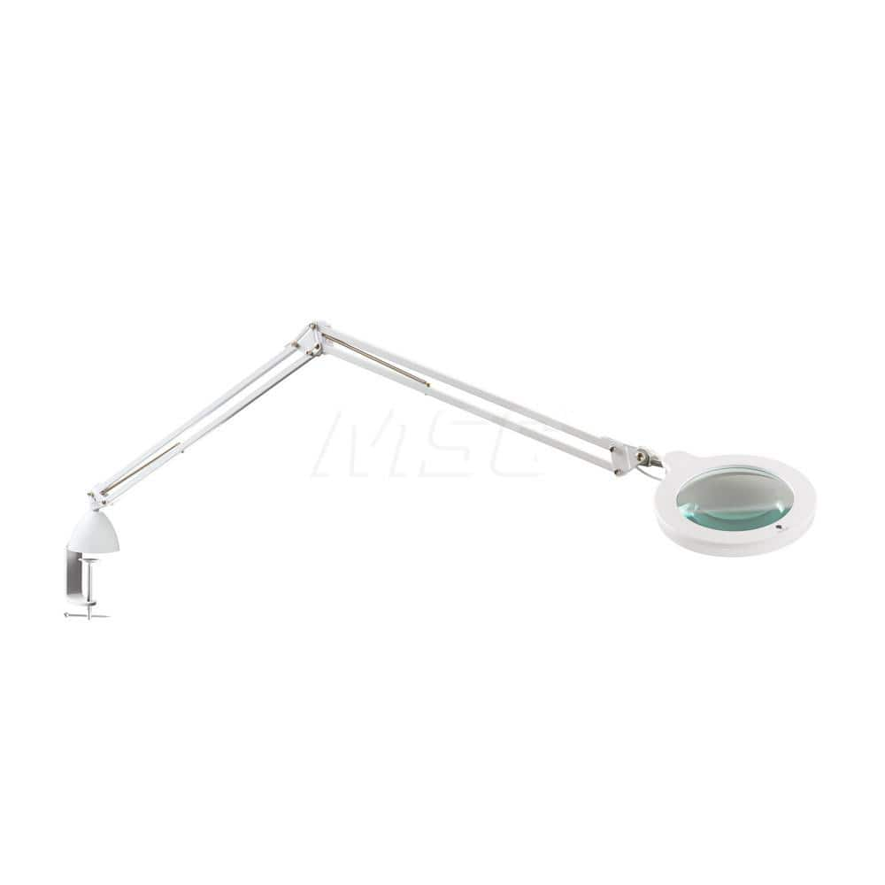 Task Light: LED, 43.307 " Reach, Gooseneck Arm, Clamp Screw, White 12V, 12 Watts, 1.75x Magnification