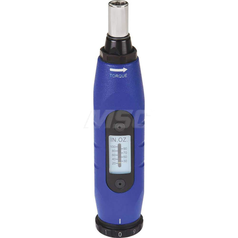 Torque Screwdriver: 1.25 to 6.25 in/lb Torque 5.5″ OAL, 1/4″ Drive