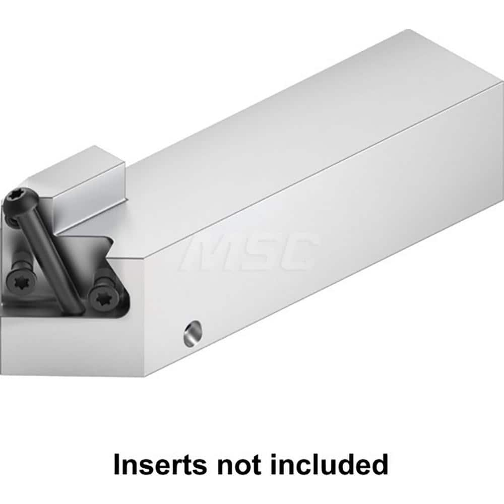 Indexable Cutoff Toolholder: 0.6134″ Max Depth of Cut, 0.6134″ Max Workpiece Dia, Right Hand 1-1/4″ Shank Height, 1-1/4″ Shank Width, Uses Beyond Evolution Blades Inserts, Series Beyond Evolution