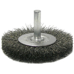 2-1/2″ Stem-Mounted Crimped Wire Radial Wheel, .008″ Steel Fill, 1/4″ Stem - Benchmark Tooling