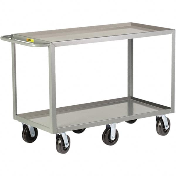 Little Giant - 3,600 Lb Capacity, 30" Wide x 48" Long x 36" High Cart - 2 Shelf, Steel, Phenolic Casters - Benchmark Tooling