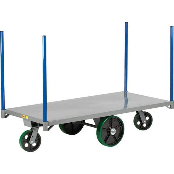 Little Giant - 4,000 Lb Capacity Steel Pipe Stake Truck - Steel Deck, 30" OAW, 72" Platform Length, Polyurethane Casters - Benchmark Tooling