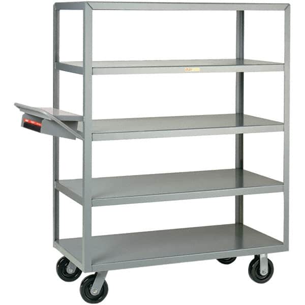 Little Giant - 3,600 Lb Capacity, 30" Wide x 48" Long x 63-1/2" High Order Picking Cart - 5 Shelf, Steel, Phenolic Casters - Benchmark Tooling