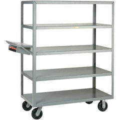 Little Giant - 3,600 Lb Capacity, 30" Wide x 60" Long x 63-1/2" High Order Picking Cart - 5 Shelf, Steel, Phenolic Casters - Benchmark Tooling