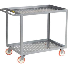 Little Giant - 1,200 Lb Capacity, 24" Wide x 36" Long x 35" High Service Cart - 2 Shelf, Steel, Polyurethane Casters - Benchmark Tooling