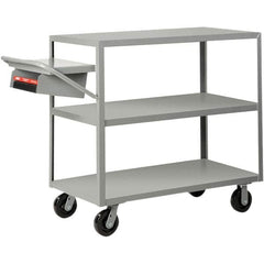 Little Giant - 3,600 Lb Capacity, 30" Wide x 48" Long x 45" High Order Picking Cart - 3 Shelf, Steel, Phenolic Casters - Benchmark Tooling