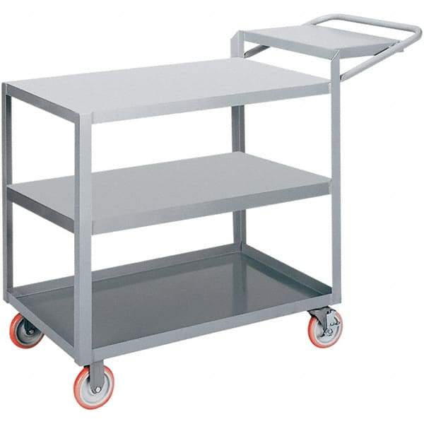 Little Giant - 1,200 Lb Capacity, 18" Wide x 32" Long x 35" High Order Picking Cart - 3 Shelf, Steel, 2 Rigid/2 Swivel Casters - Benchmark Tooling