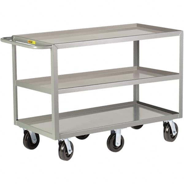 Little Giant - 3,600 Lb Capacity, 30" Wide x 60" Long x 36" High Cart - 3 Shelf, Steel, Phenolic Casters - Benchmark Tooling