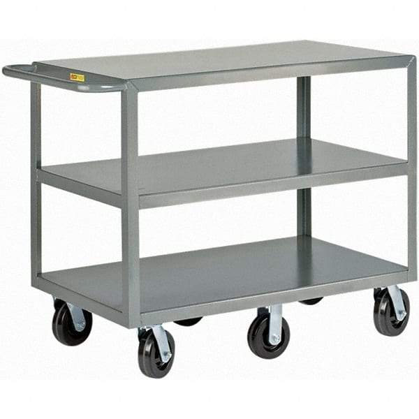 Little Giant - 3,600 Lb Capacity, 24" Wide x 48" Long x 36" High Cart - 3 Shelf, Steel, Phenolic Casters - Benchmark Tooling