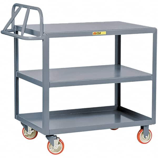 Little Giant - 1,200 Lb Capacity, 24" Wide x 48" Long x 35" High Cart - 3 Shelf, Steel, Polyurethane Casters - Benchmark Tooling