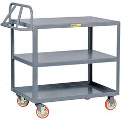 Little Giant - 1,200 Lb Capacity, 24" Wide x 48" Long x 35" High Cart - 3 Shelf, Steel, Polyurethane Casters - Benchmark Tooling