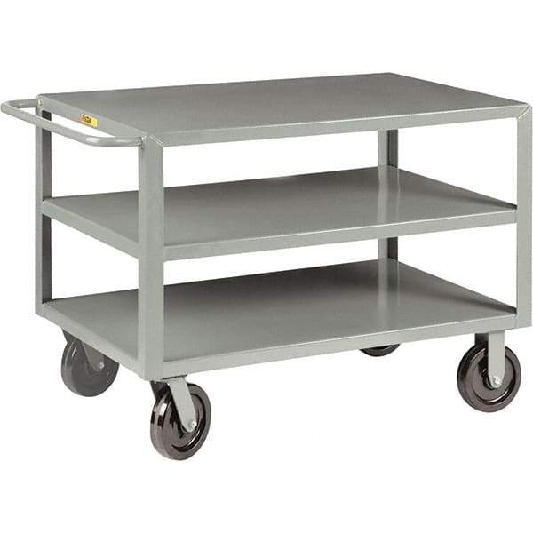 Little Giant - 5,000 Lb Capacity, 24" Wide x 48" Long x 36" High Cart - 3 Shelf, Steel, Phenolic Casters - Benchmark Tooling