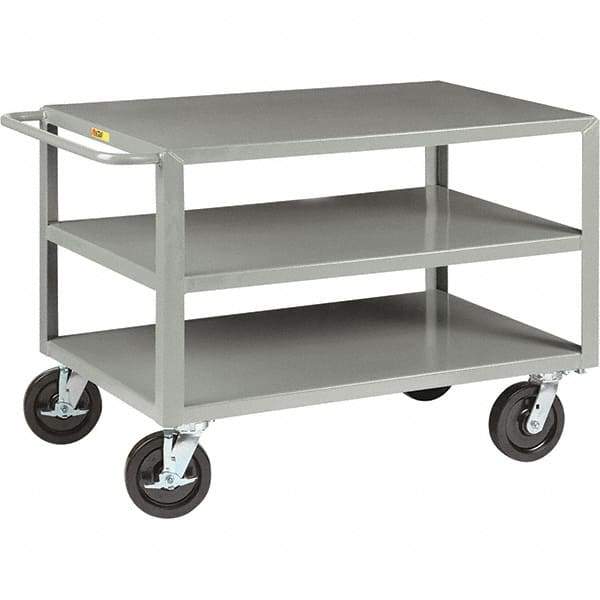 Little Giant - 5,000 Lb Capacity, 24" Wide x 48" Long x 36" High Cart - 3 Shelf, Steel, Phenolic Casters - Benchmark Tooling