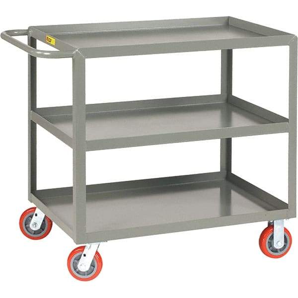 Little Giant - 2,000 Lb Capacity, 30" Wide x 48" Long x 36" High Service Cart - Steel, Polyurethane Casters - Benchmark Tooling
