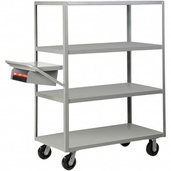 Little Giant - 3,600 Lb Capacity, 24" Wide x 48" Long x 63-1/2" High Order Picking Cart - 4 Shelf, Steel, Phenolic Casters - Benchmark Tooling