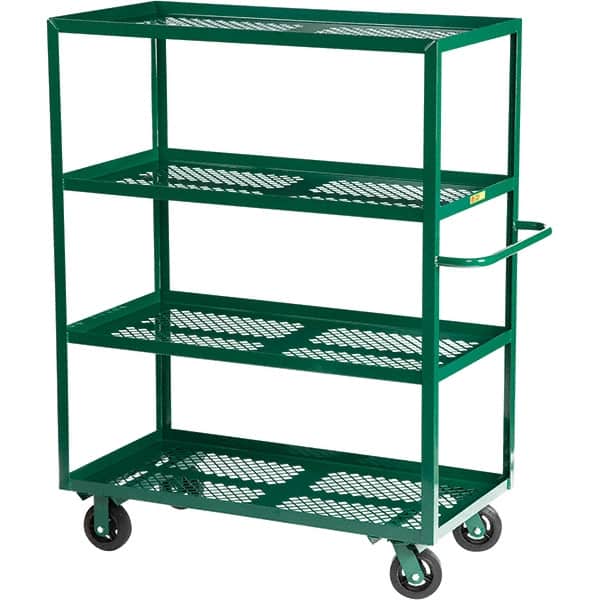 Little Giant - 1,600 Lb Capacity Steel Platform Truck - Steel Deck, 24" OAW, 48" Platform Length, Mold On Rubber Casters - Benchmark Tooling