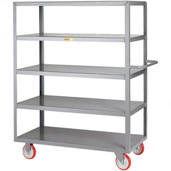 Little Giant - 1,200 Lb Capacity, 18" Wide x 32" Long x 61-1/2" High Service Cart - 5 Shelf, Steel, Polyurethane Casters - Benchmark Tooling