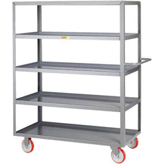 Little Giant - 1,200 Lb Capacity, 24" Wide x 36" Long x 62" High Service Cart - 5 Shelf, Steel, Polyurethane Casters - Benchmark Tooling