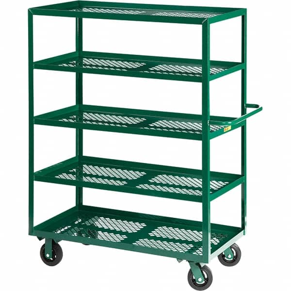 Little Giant - 2,000 Lb Capacity Steel Platform Truck - Steel Deck, 24" OAW, 48" Platform Length, Mold On Rubber Casters - Benchmark Tooling