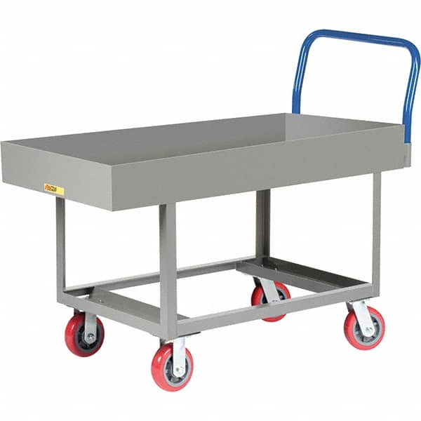 Little Giant - 2,000 Lb Capacity Steel Platform Truck - Steel Deck, 30" OAW, 61-1/2" Platform Length, Polyurethane Casters - Benchmark Tooling