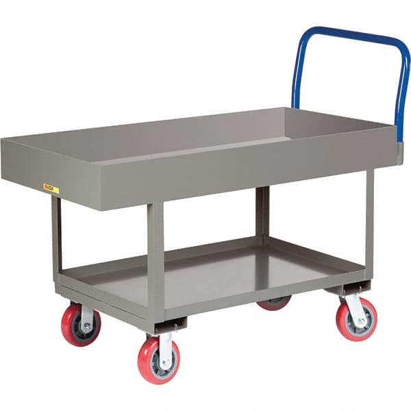 Little Giant - 2,000 Lb Capacity Steel Platform Truck - Steel Deck, 30" OAW, 61-1/2" Platform Length, Polyurethane Casters - Benchmark Tooling