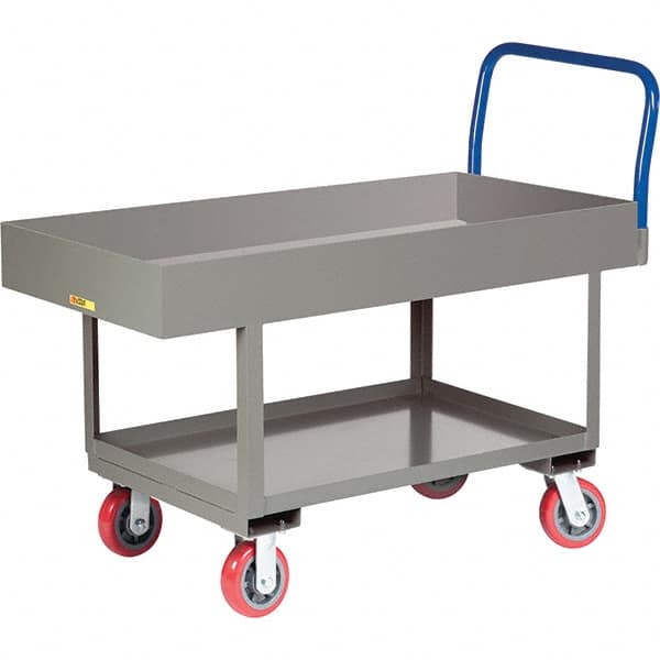 Little Giant - 2,000 Lb Capacity Steel Platform Truck - Steel Deck, 24" OAW, 49-1/2" Platform Length, Polyurethane Casters - Benchmark Tooling