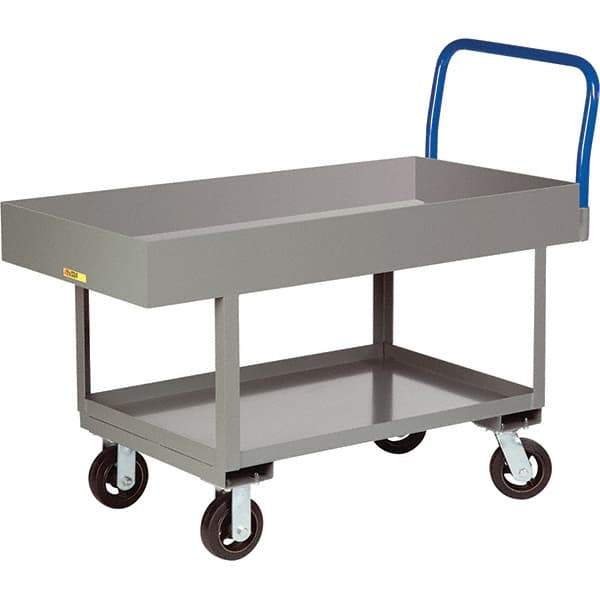 Little Giant - 2,000 Lb Capacity Steel Platform Truck - Steel Deck, 30" OAW, 61-1/2" Platform Length, Mold On Rubber Casters - Benchmark Tooling