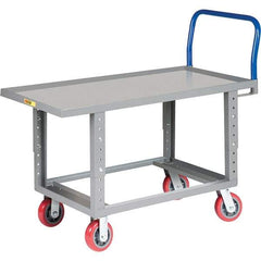 Little Giant - 2,000 Lb Capacity Steel Platform Truck - Steel Deck, 24" OAW, 49-1/2" Platform Length, Polyurethane Casters - Benchmark Tooling