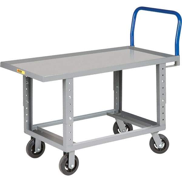 Little Giant - 2,000 Lb Capacity Steel Platform Truck - Steel Deck, 30" OAW, 48" Platform Length, Mold On Rubber Casters - Benchmark Tooling