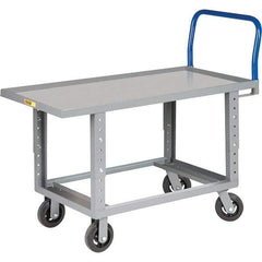 Little Giant - 2,000 Lb Capacity Steel Platform Truck - Steel Deck, 30" OAW, 64" Platform Length, Mold On Rubber Casters - Benchmark Tooling