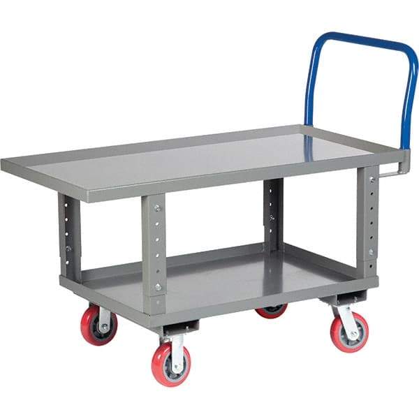 Little Giant - 2,000 Lb Capacity Steel Platform Truck - Steel Deck, 30" OAW, 49-1/2" Platform Length, Polyurethane Casters - Benchmark Tooling