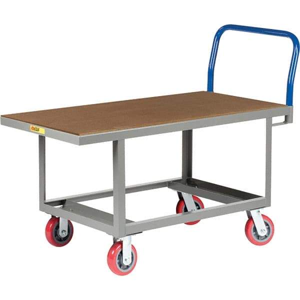 Little Giant - 2,000 Lb Capacity Steel Platform Truck - Steel Deck, 24" OAW, 49-1/2" Platform Length, Polyurethane Casters - Benchmark Tooling