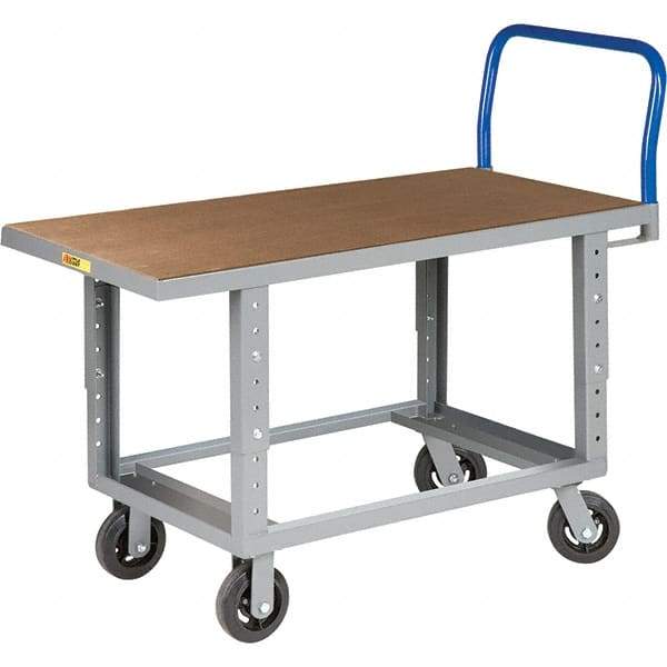 Little Giant - 2,000 Lb Capacity Steel Platform Truck - Steel Deck, 30" OAW, 60" Platform Length, Mold On Rubber Casters - Benchmark Tooling