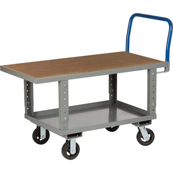 Little Giant - 2,000 Lb Capacity Steel Platform Truck - Steel Deck, 24" OAW, 49-1/2" Platform Length, Mold On Rubber Casters - Benchmark Tooling