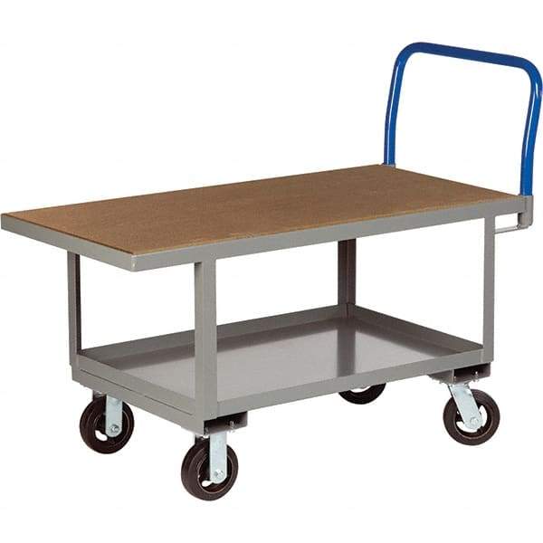 Little Giant - 2,000 Lb Capacity Steel Platform Truck - Steel Deck, 30" OAW, 48" Platform Length, Mold On Rubber Casters - Benchmark Tooling