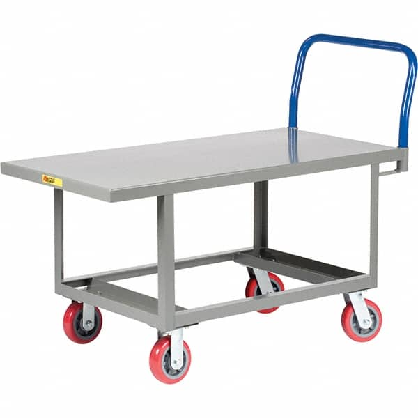 Little Giant - 2,000 Lb Capacity Steel Platform Truck - Steel Deck, 30" OAW, 49-1/2" Platform Length, Polyurethane Casters - Benchmark Tooling