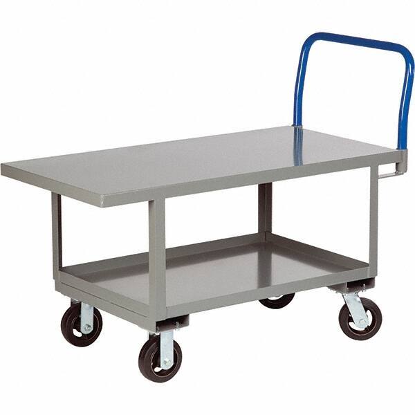 Little Giant - 2,000 Lb Capacity Steel Platform Truck - Steel Deck, 30" OAW, 60" Platform Length, Mold On Rubber Casters - Benchmark Tooling