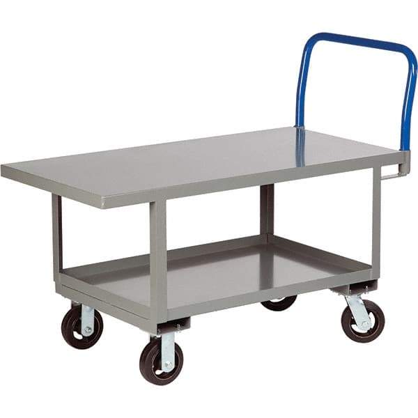 Little Giant - 2,000 Lb Capacity Steel Platform Truck - Steel Deck, 30" OAW, 48" Platform Length, Mold On Rubber Casters - Benchmark Tooling