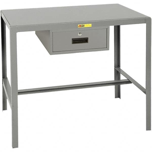 Little Giant - 48 Wide x 24" Deep x 30" High, Steel Machine Work Table with Drawer - Fixed Legs - Benchmark Tooling