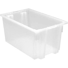 Quantum Storage - 90 Lb Load Capacity Clear Polypropylene Tote Container - Stacking, Nesting, 12" Long x 15-1/2" Wide x 23" High - Benchmark Tooling