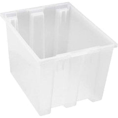 Quantum Storage - 65 Lb Load Capacity Clear Polypropylene Tote Container - Stacking, Nesting, 13" Long x 15-1/2" Wide x 19-1/2" High - Benchmark Tooling